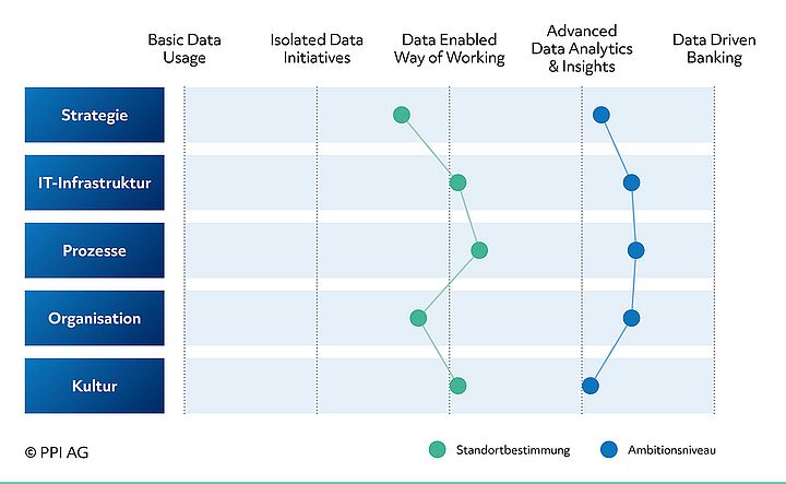 Prüfungsschema für den Data-Driven Reifegrad von Finanzdienstleistern